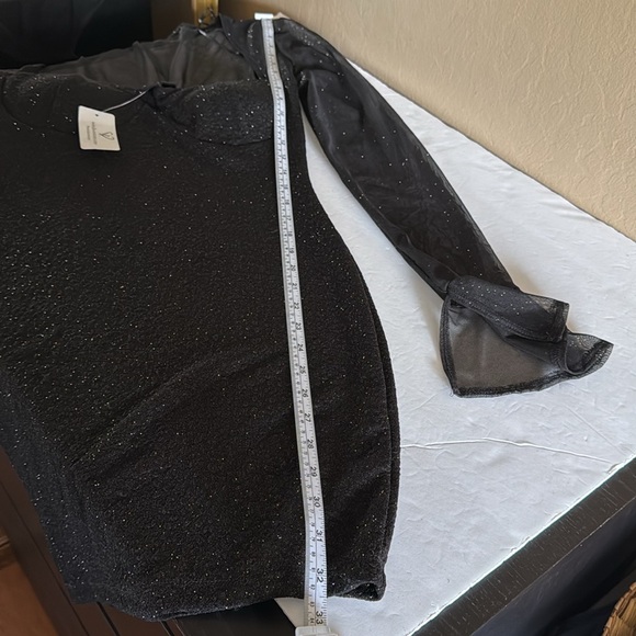 Windsor Women’s Evening Cocktail Dress Black Sparkly With Sheer Sleeves Size L - Picture 11 of 17
